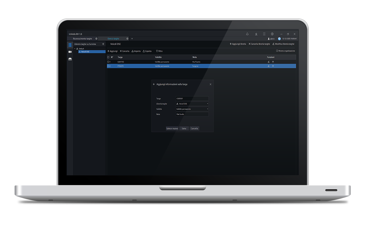 Controllo telecamera IP ANPR da browser